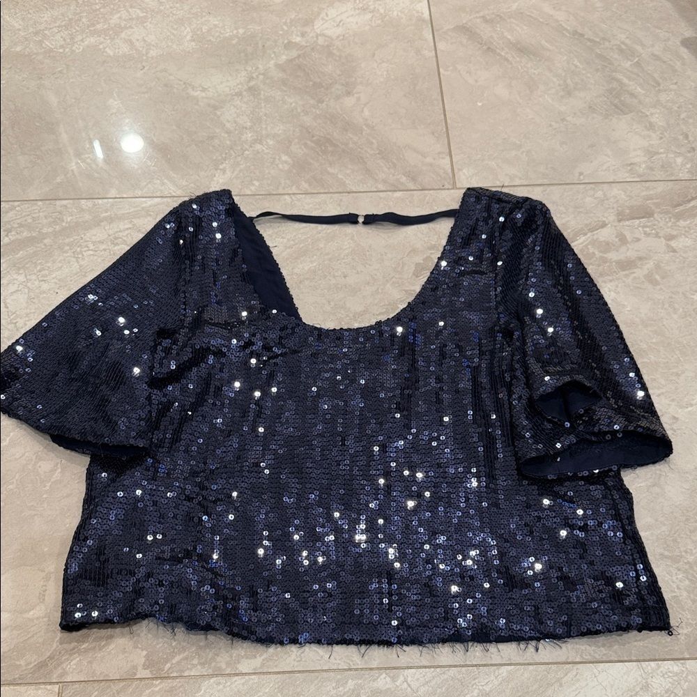 Free People Sequin Navy Women's Top
